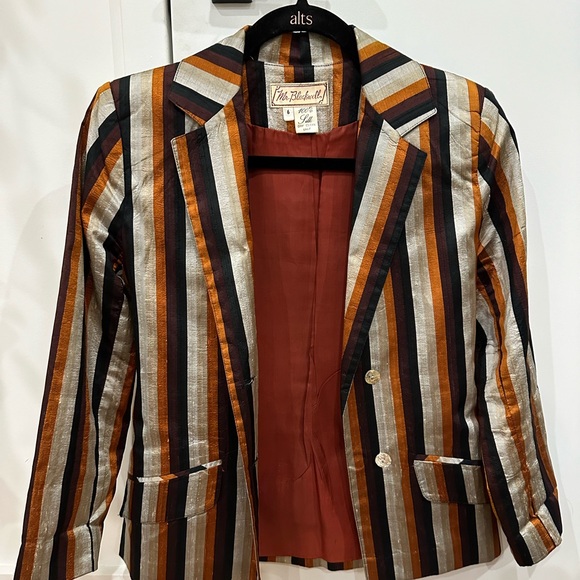 Vintage 1960’s Mr. Blackwell striped blazer 100% silk (Sz 6) - Picture 13 of 14
